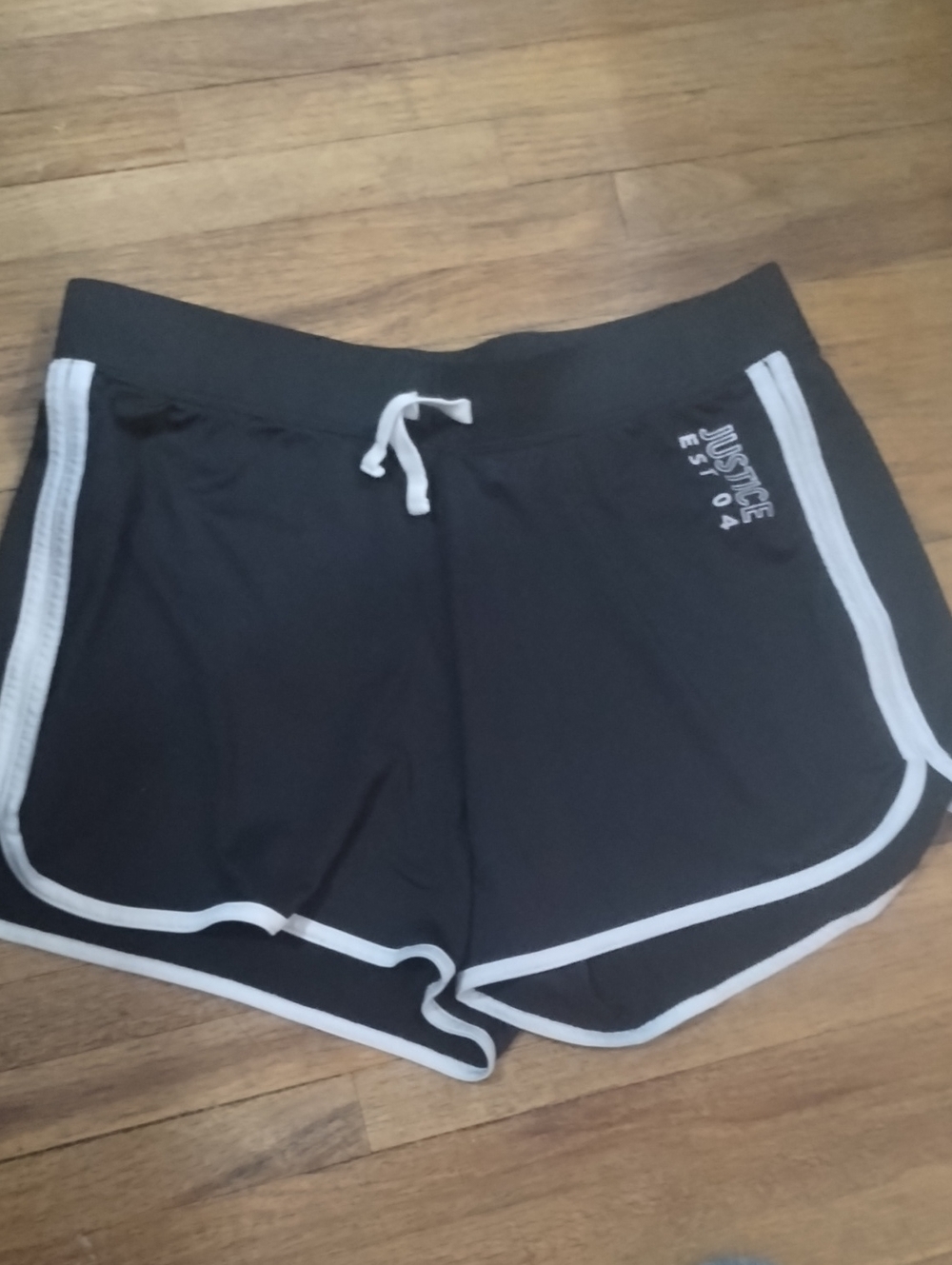 Justice Black Athletic Shorts with White Trim